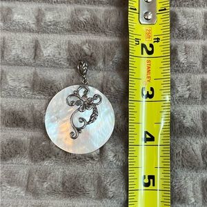 Mother of Pearl Sterling Silver Pendant Slide/Pendant  925 NO CHAIN
